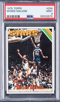 1975-76 Topps #254 Moses Malone Rookie Card - PSA MINT 9